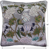 handmade Pillow Gray Blue Handmade square embroided silk pillow